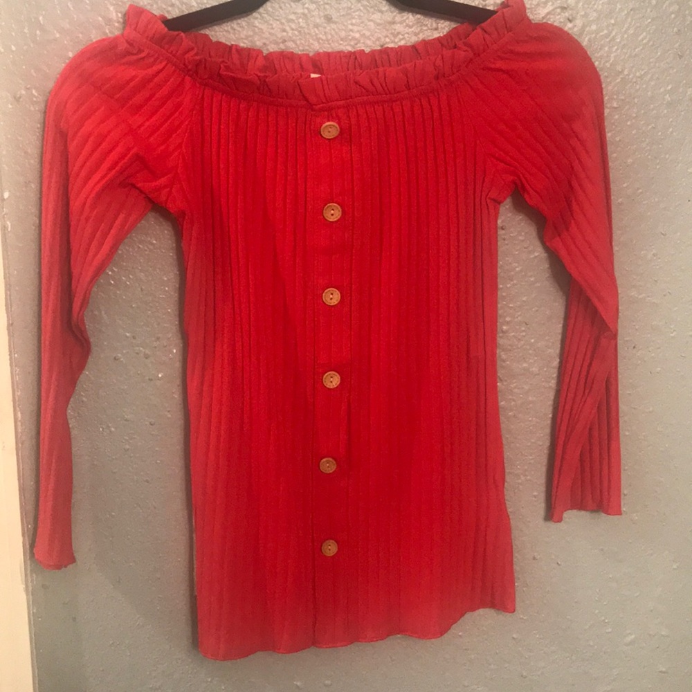 Red blouse with buttons